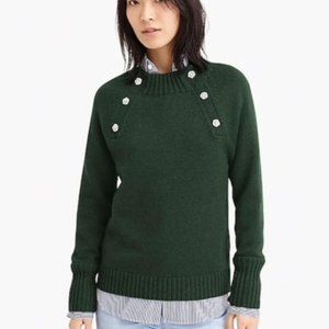 J. Crew Crewneck sweater with jeweled buttons